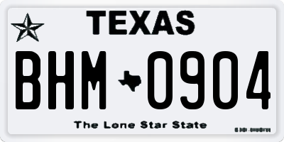 TX license plate BHM0904