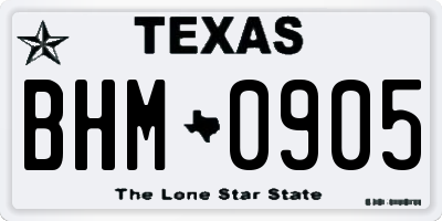 TX license plate BHM0905