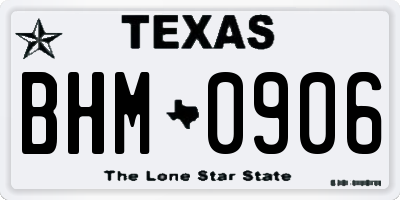 TX license plate BHM0906