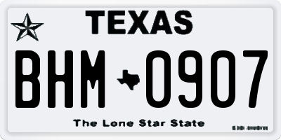 TX license plate BHM0907