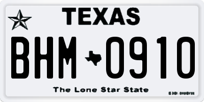 TX license plate BHM0910