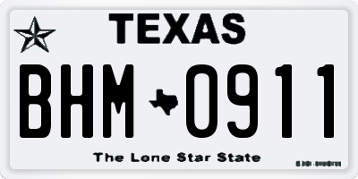 TX license plate BHM0911