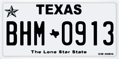 TX license plate BHM0913