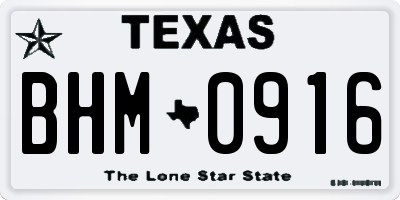 TX license plate BHM0916