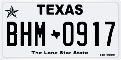 TX license plate BHM0917