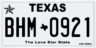 TX license plate BHM0921
