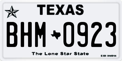 TX license plate BHM0923