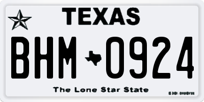 TX license plate BHM0924