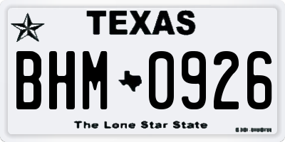 TX license plate BHM0926
