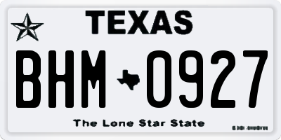 TX license plate BHM0927