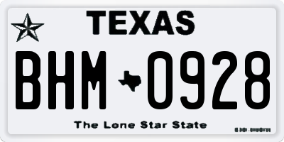 TX license plate BHM0928