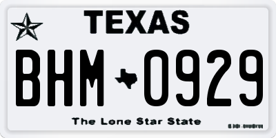 TX license plate BHM0929