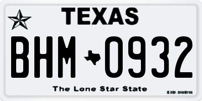 TX license plate BHM0932