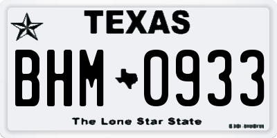 TX license plate BHM0933