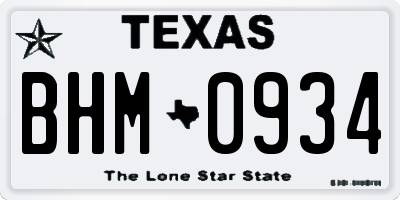 TX license plate BHM0934