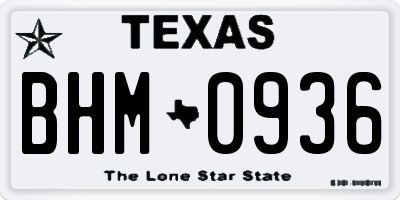 TX license plate BHM0936