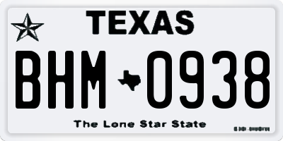 TX license plate BHM0938