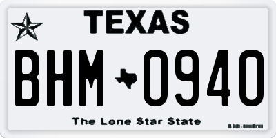 TX license plate BHM0940