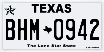 TX license plate BHM0942