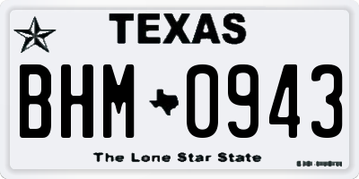 TX license plate BHM0943