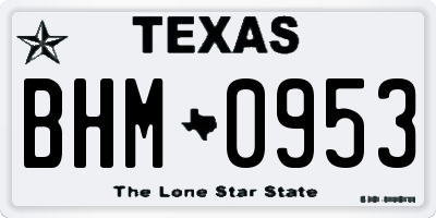 TX license plate BHM0953