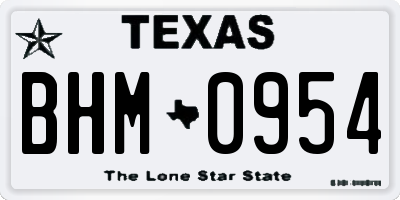 TX license plate BHM0954