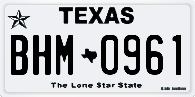 TX license plate BHM0961