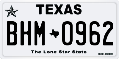 TX license plate BHM0962