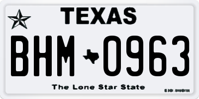 TX license plate BHM0963