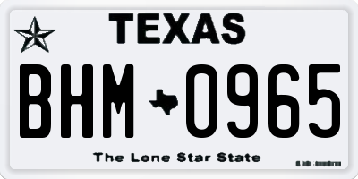 TX license plate BHM0965