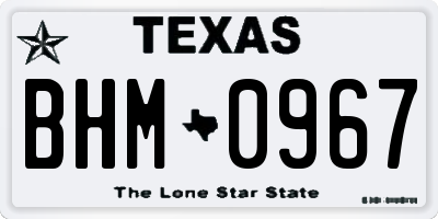 TX license plate BHM0967