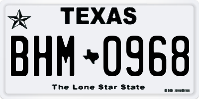 TX license plate BHM0968