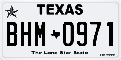 TX license plate BHM0971