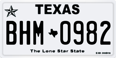TX license plate BHM0982