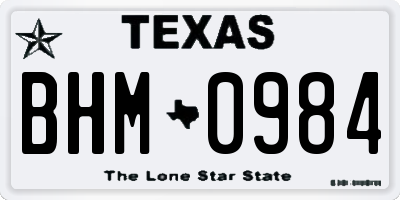 TX license plate BHM0984