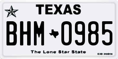 TX license plate BHM0985