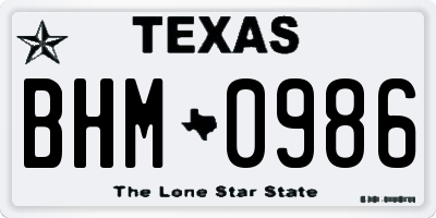 TX license plate BHM0986