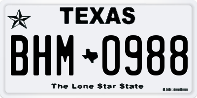 TX license plate BHM0988