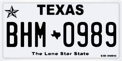 TX license plate BHM0989