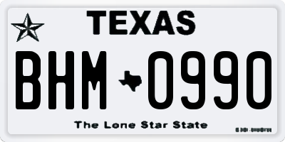 TX license plate BHM0990