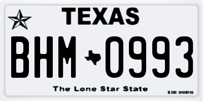 TX license plate BHM0993