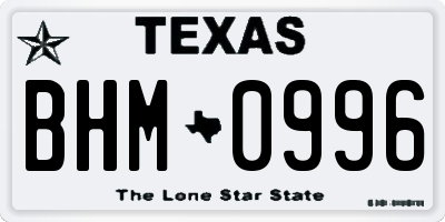 TX license plate BHM0996