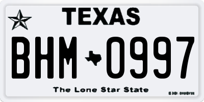 TX license plate BHM0997