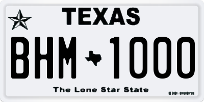 TX license plate BHM1000