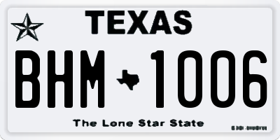 TX license plate BHM1006