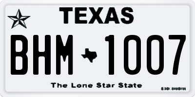 TX license plate BHM1007