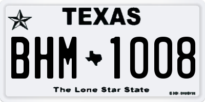 TX license plate BHM1008