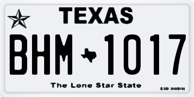 TX license plate BHM1017