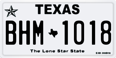 TX license plate BHM1018