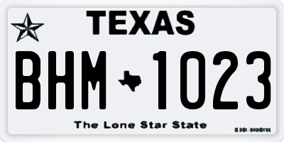 TX license plate BHM1023